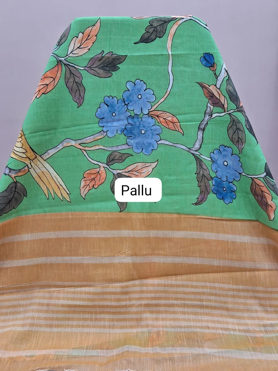 Green Khadhi Cotton Saree Pallu