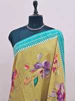 Olive Green Khadhi Cotton Saree 1