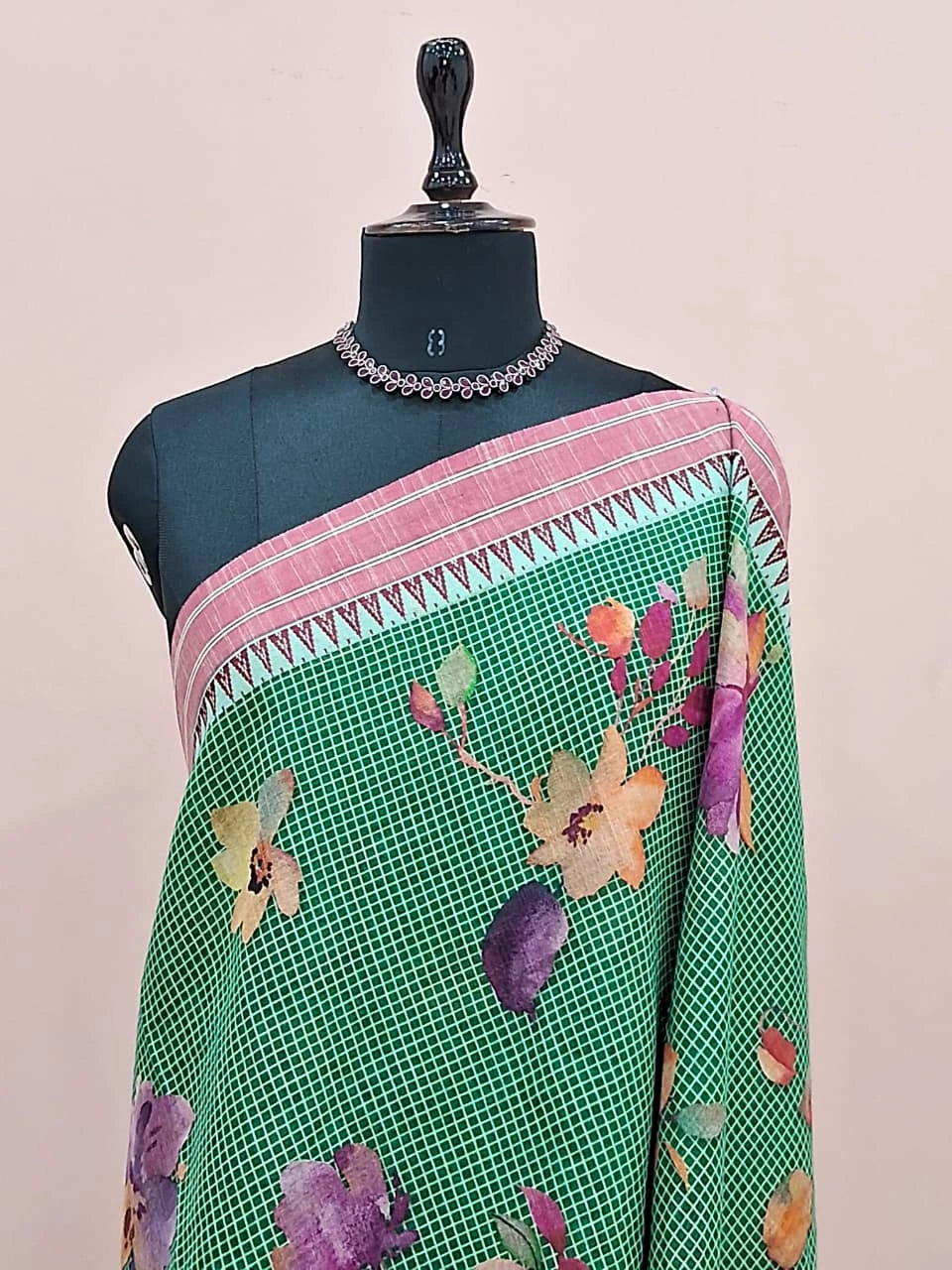 Green Khadhi Cotton Saree 1