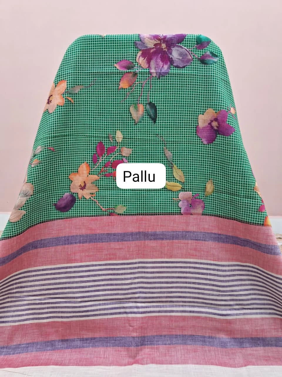 Green Khadhi Cotton Saree Pallu