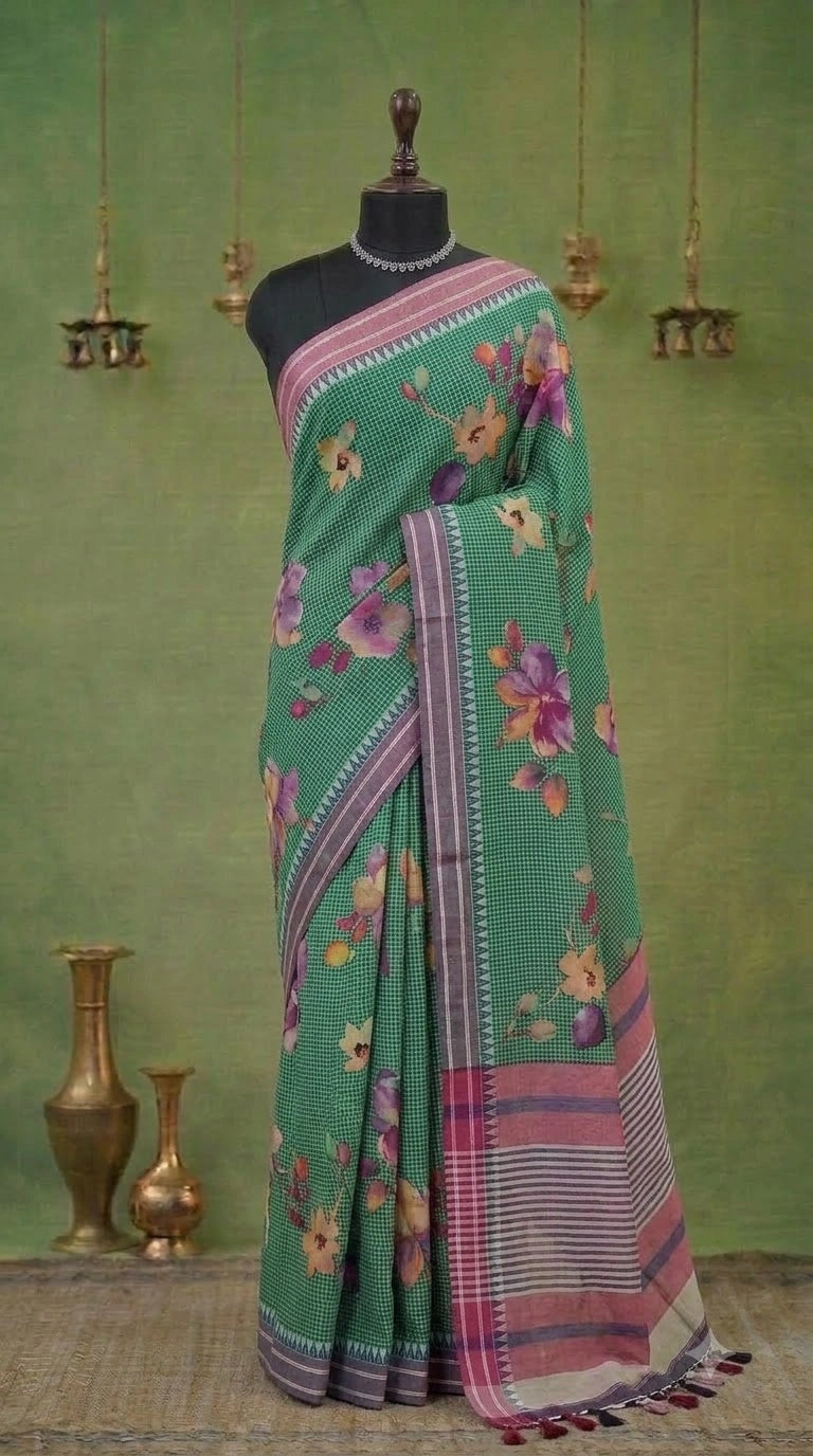 Green Khadhi Cotton Saree