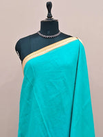 Caribbean Blue Khadhi Cotton Saree  1