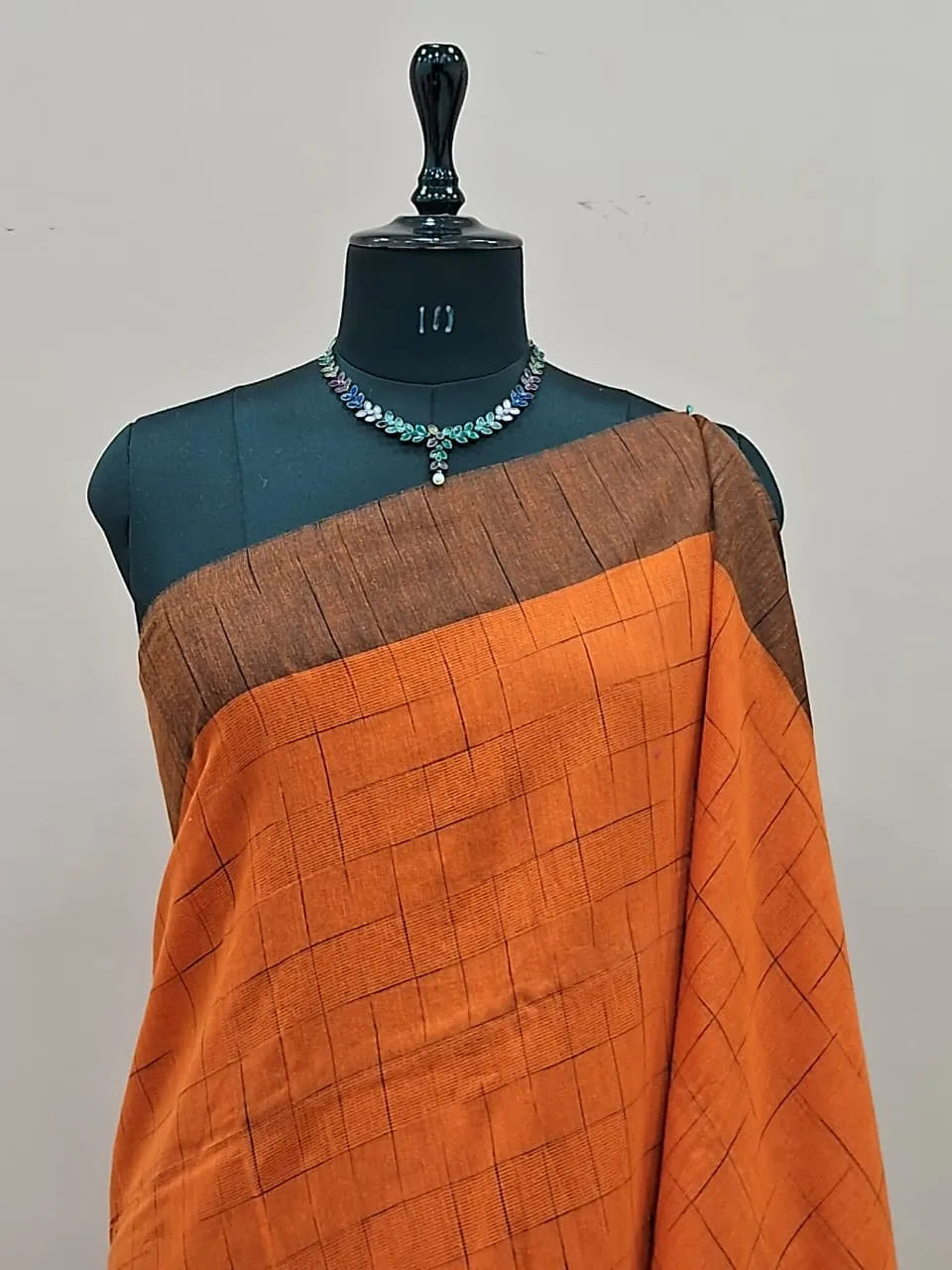 Orange Khadhi Cotton Saree 1