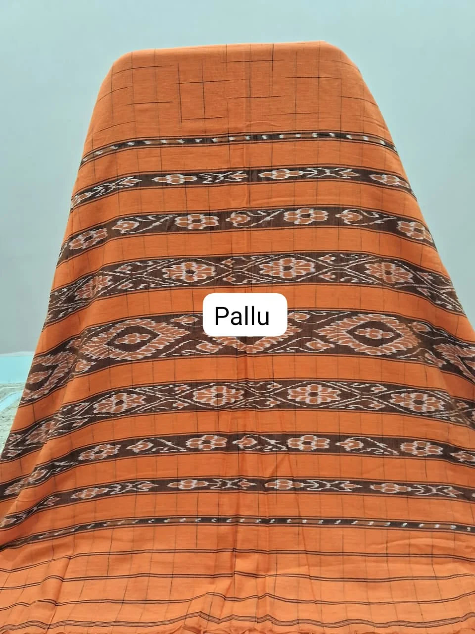 Orange Khadhi Cotton Saree Pallu