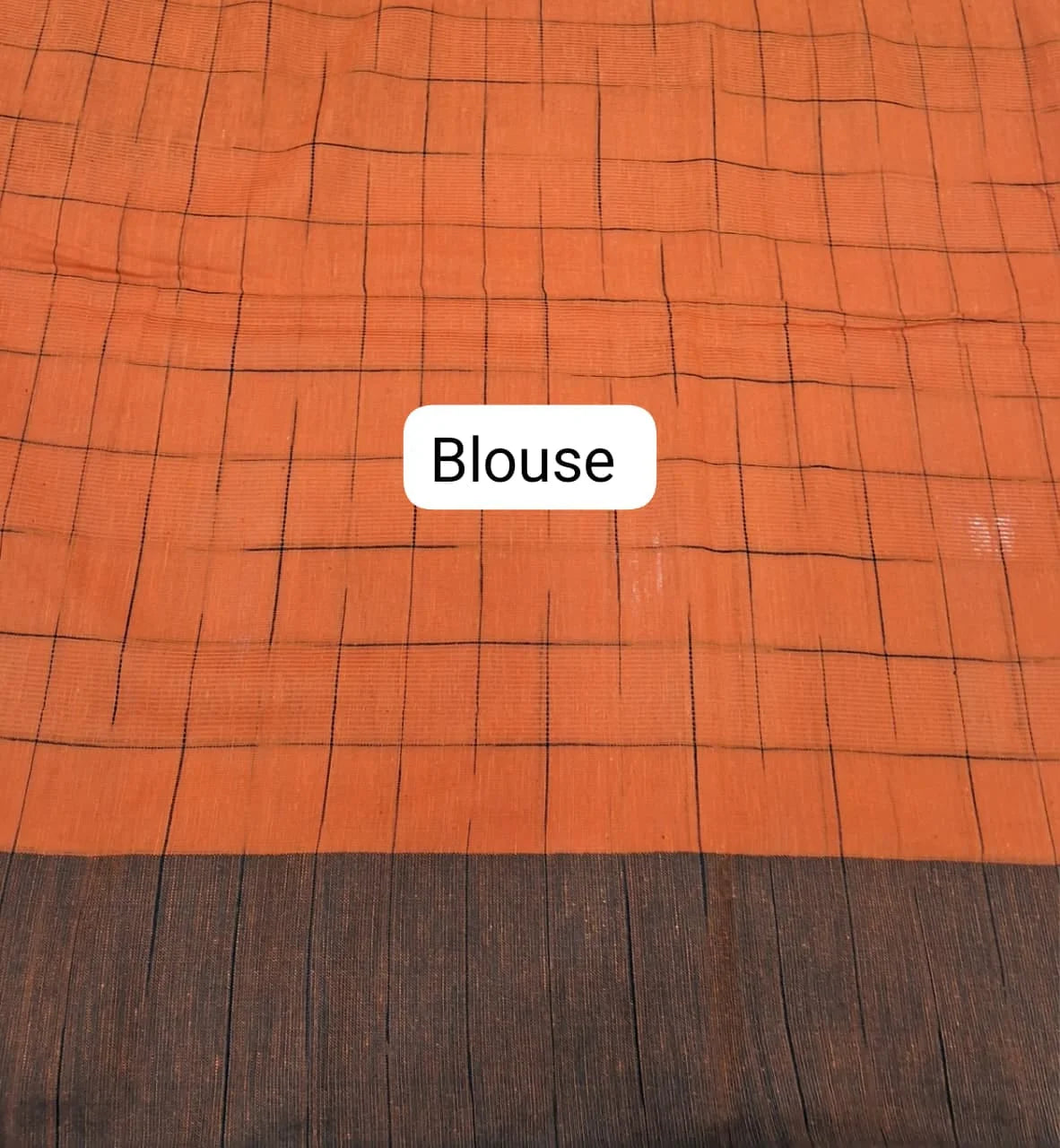 Orange Khadhi Cotton Saree Blouse