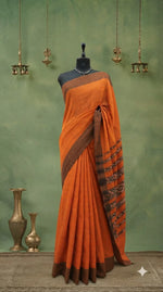 Orange Khadhi Cotton Saree 