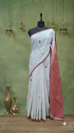 White Khadhi Cotton Saree