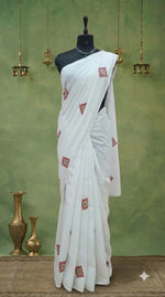 Pure White Khadhi Cotton Saree 