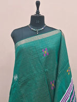 Peacock Green Khadhi Cotton Saree 1