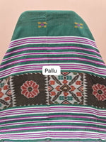 Peacock Green Khadhi Cotton Saree Pallu