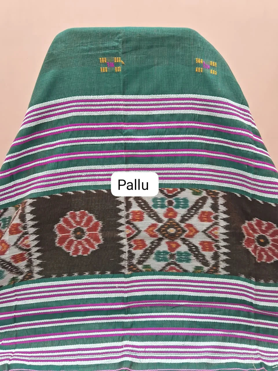 Peacock Green Khadhi Cotton Saree Pallu