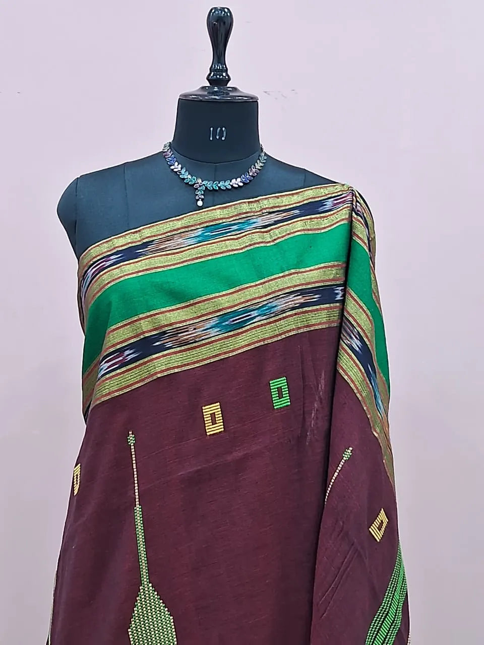 Chocolate Brown Khadhi Cotton Saree 1