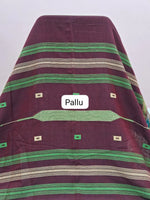 Chocolate Brown Khadhi Cotton Saree pallu
