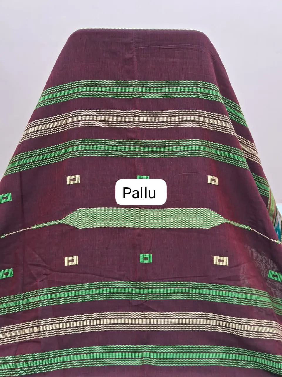 Chocolate Brown Khadhi Cotton Saree pallu