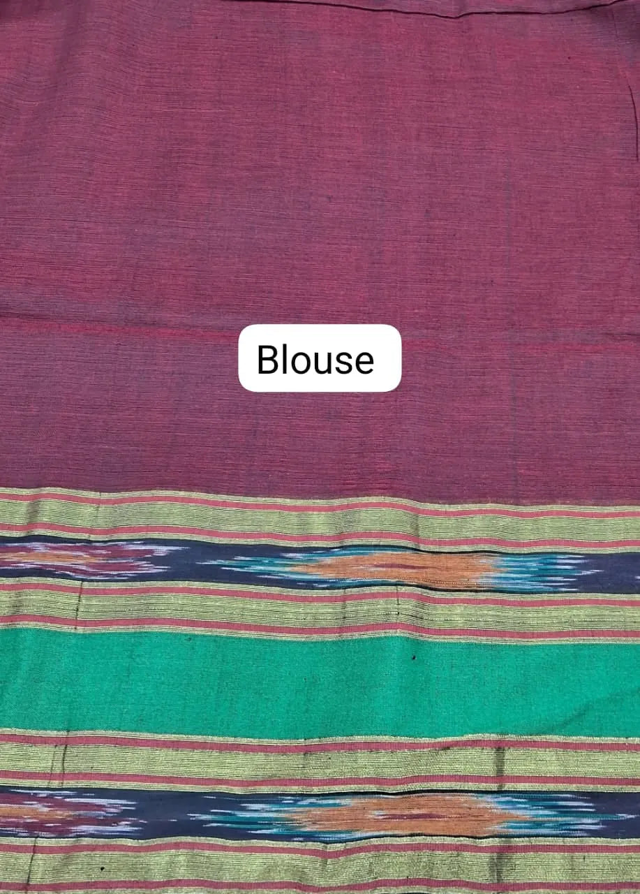 Chocolate Brown Khadhi Cotton Saree blouse