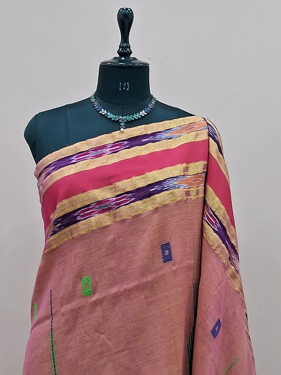 Peach Khadhi Cotton Saree 1