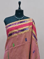 Peach Khadhi Cotton Saree 1