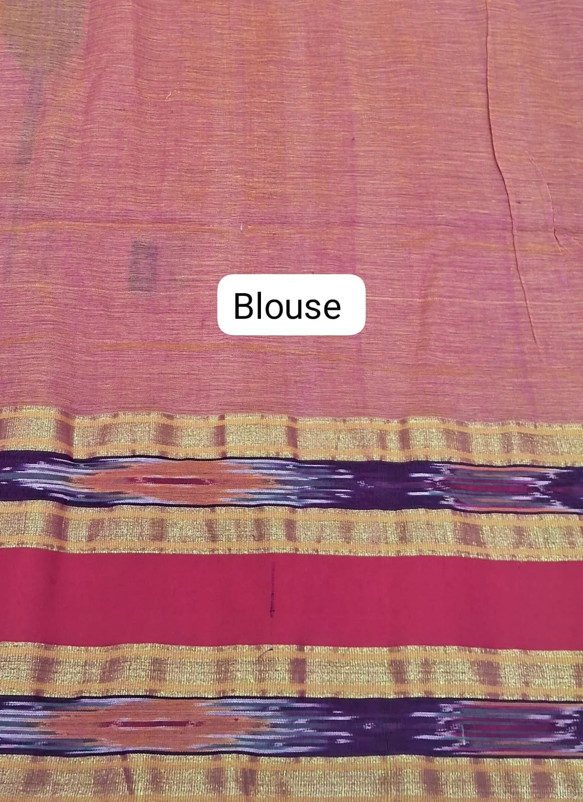 Peach Khadhi Cotton Saree blouse