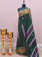Dark Green Khadhi Cotton Saree 
