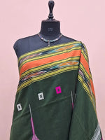 Dark Green Khadhi Cotton Saree 1