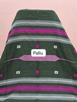 Dark Green Khadhi Cotton Saree pallu