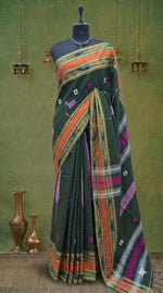 Dark Green Khadhi Cotton Saree 