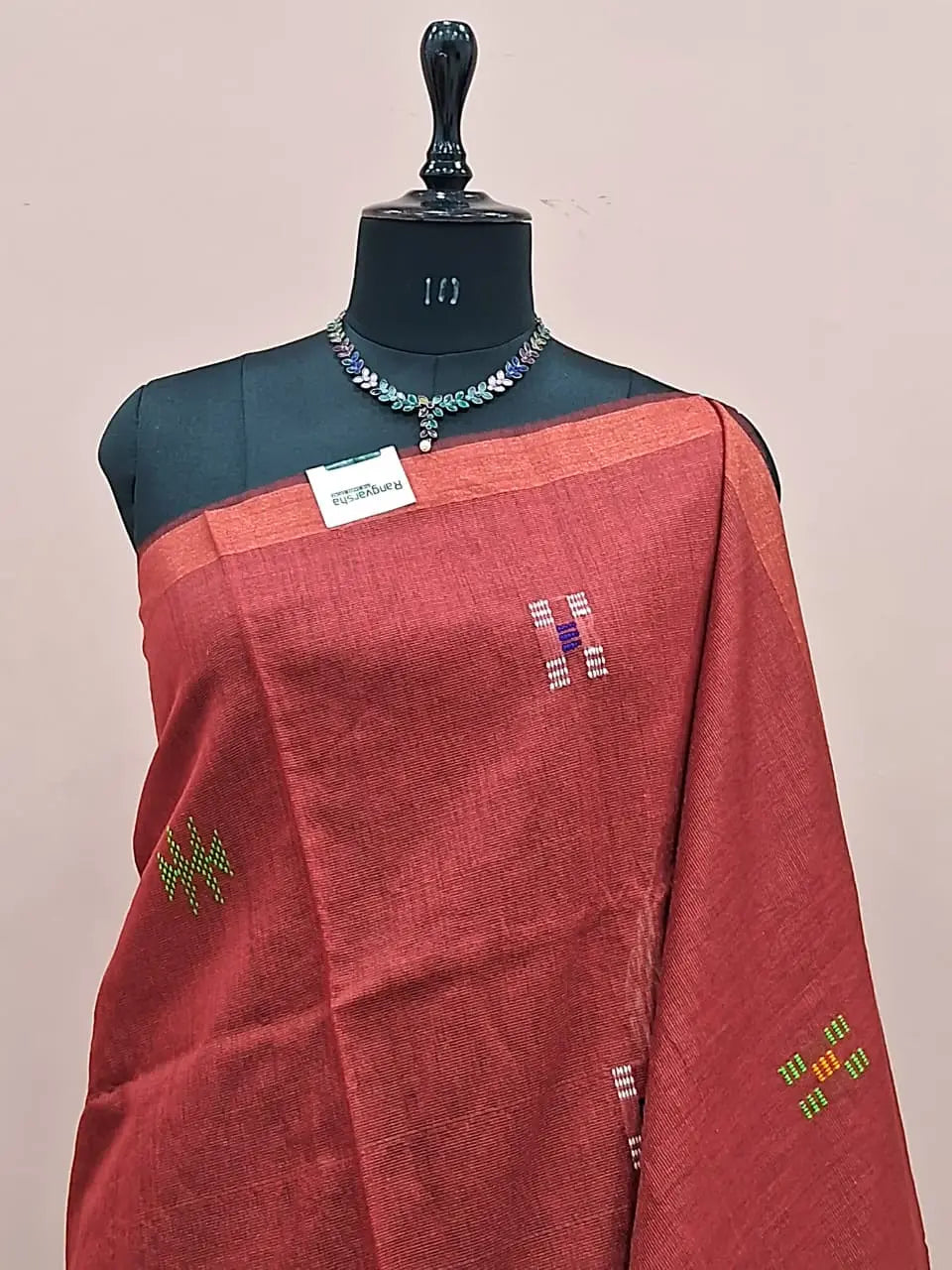 Brick Red Khadhi Cotton Saree 1