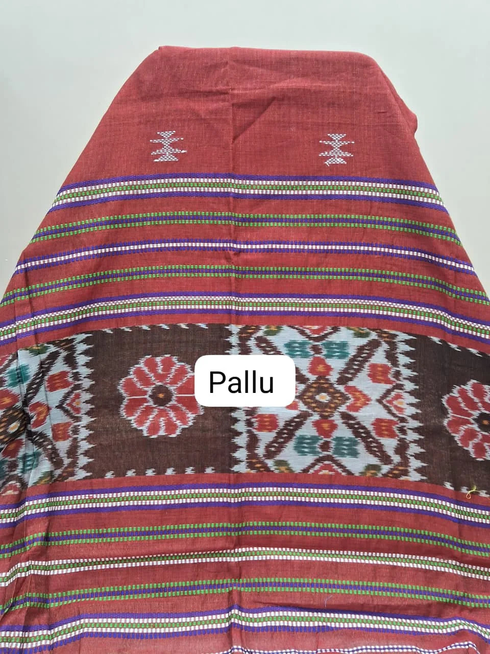 Brick Red Khadhi Cotton Saree pallu