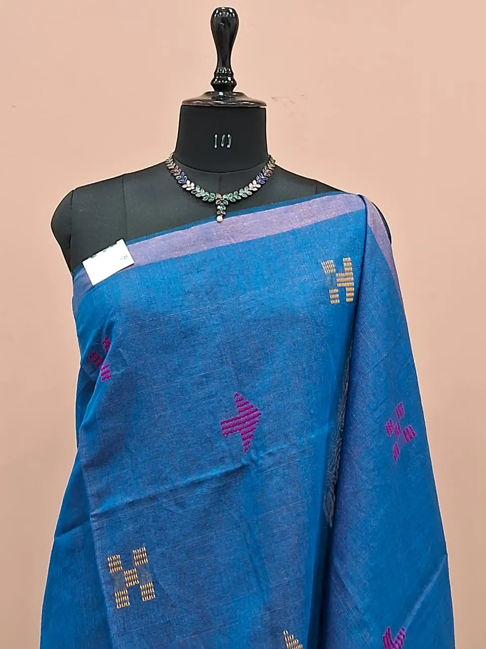 Blue Khadhi Cotton Saree 1