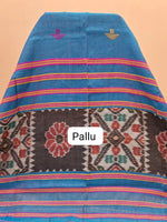 Blue Khadhi Cotton Saree pallu