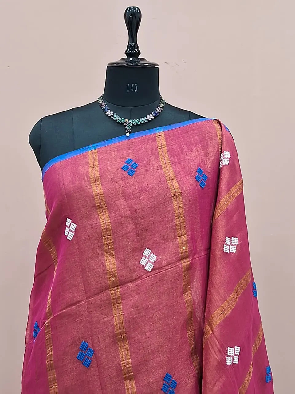 Pink Khadhi Cotton Tissue Saree 1