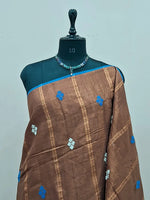 Brown Khadhi Cotton Tissue Saree 1