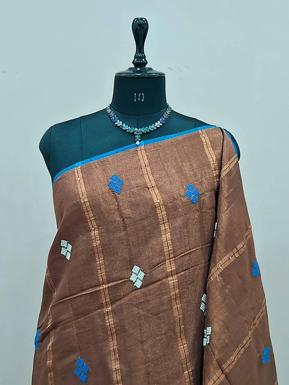 Brown Khadhi Cotton Tissue Saree 1