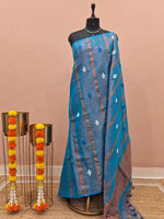 Sky Blue Khadhi Cotton Tissue Saree 