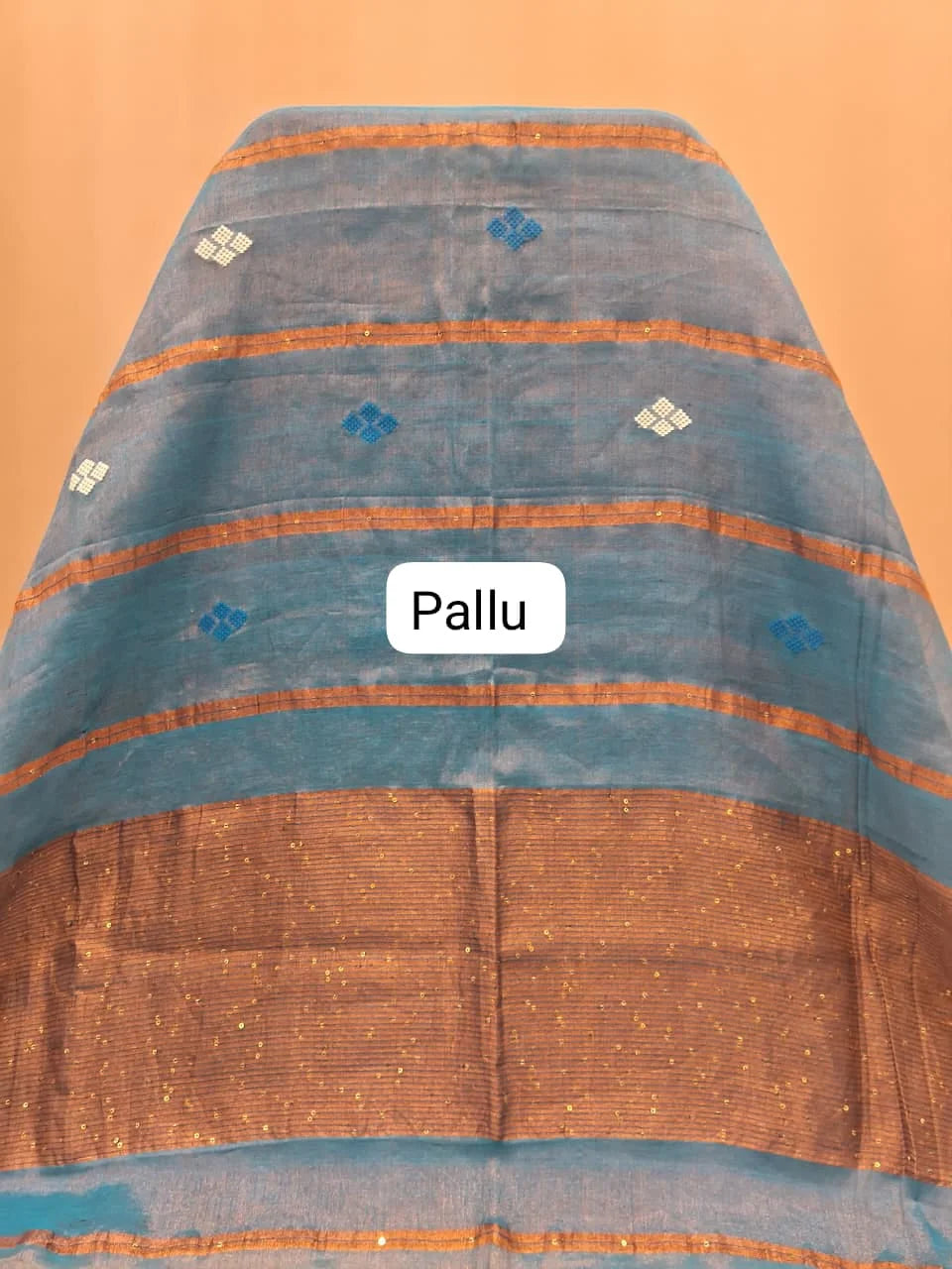 Sky Blue Khadhi Cotton Tissue Saree pallu