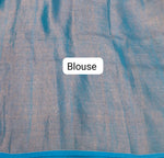 Sky Blue Khadhi Cotton Tissue Saree blouse