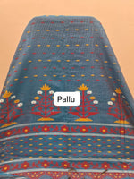 Elegant Blue Khadhi Cotton Saree pallu