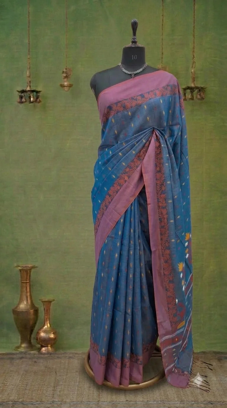 Elegant Blue Khadhi Cotton Saree 