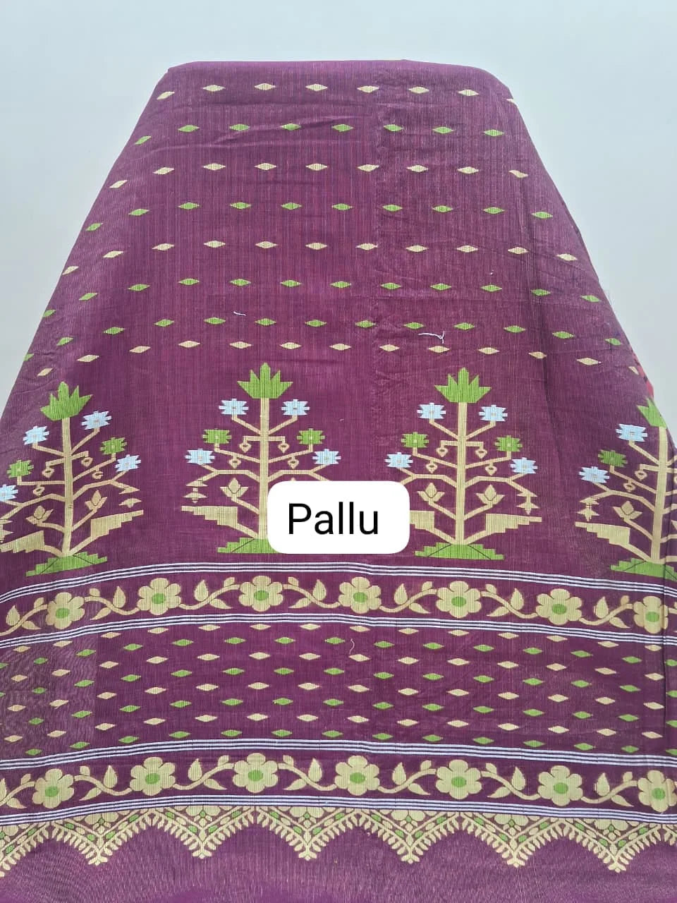 Wine Khadhi Cotton Saree pallu