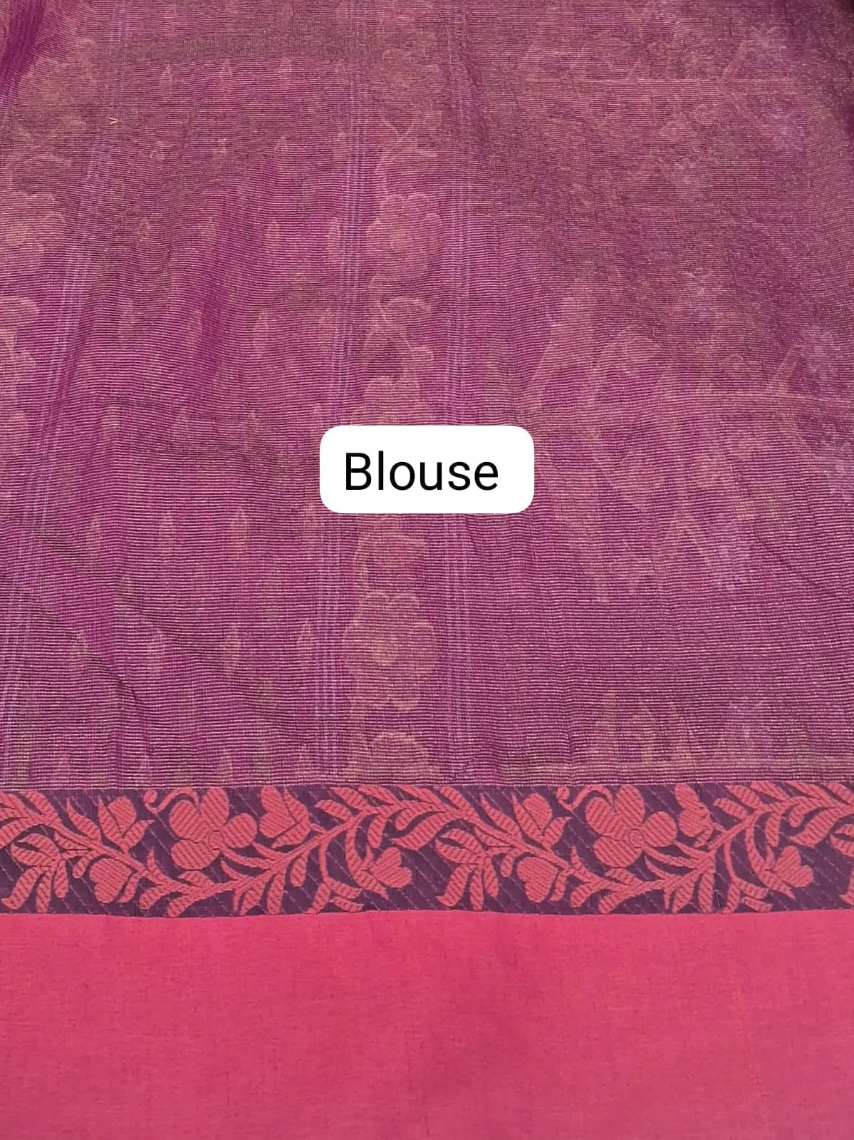 Wine Khadhi Cotton Saree blouse