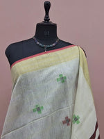 White Khadhi Cotton Tissue Saree 1