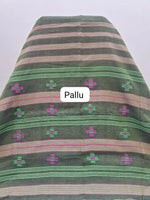 Army Green Khadhi Cotton Tissue Saree pallu