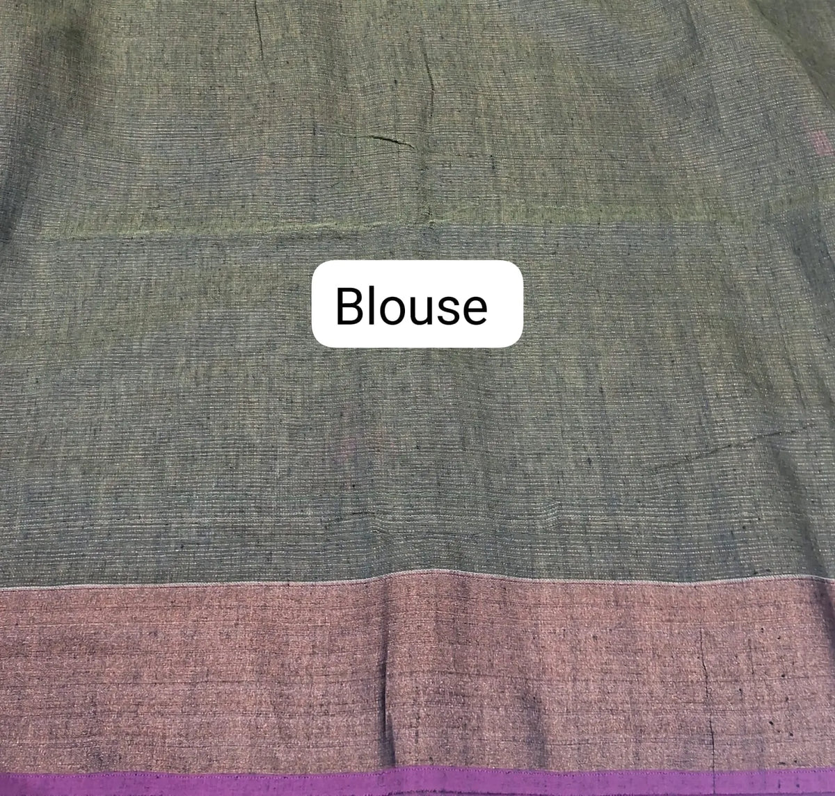 Army Green Khadhi Cotton Tissue Saree blouse