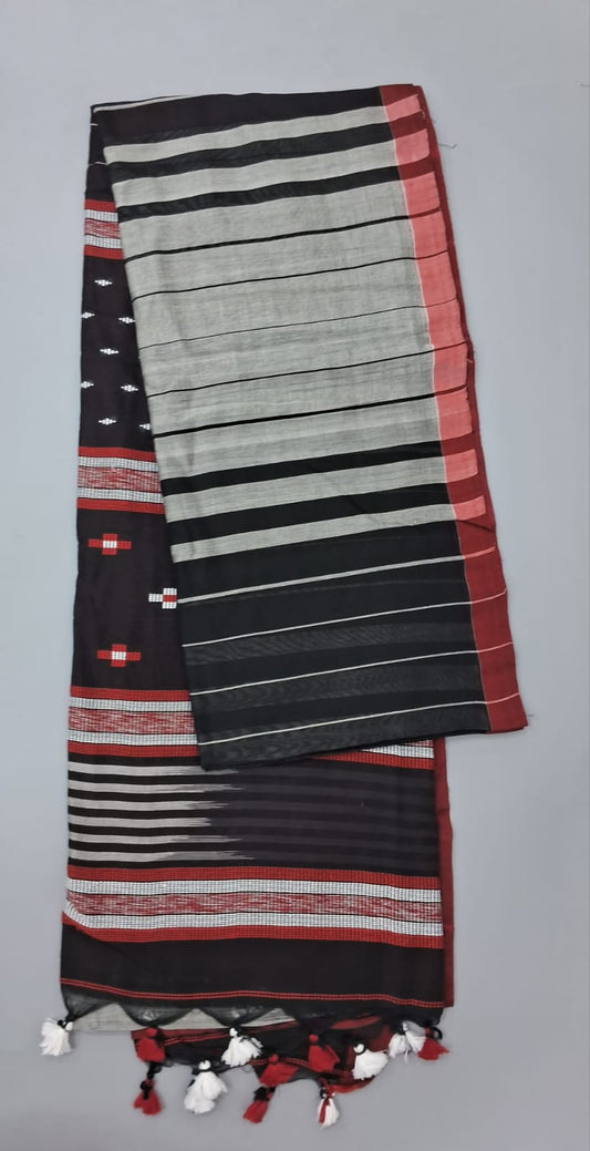 Black Khadi Cotoon Saree