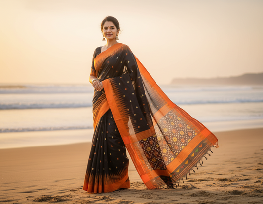 Bold Black Khadhi cotton Elegance