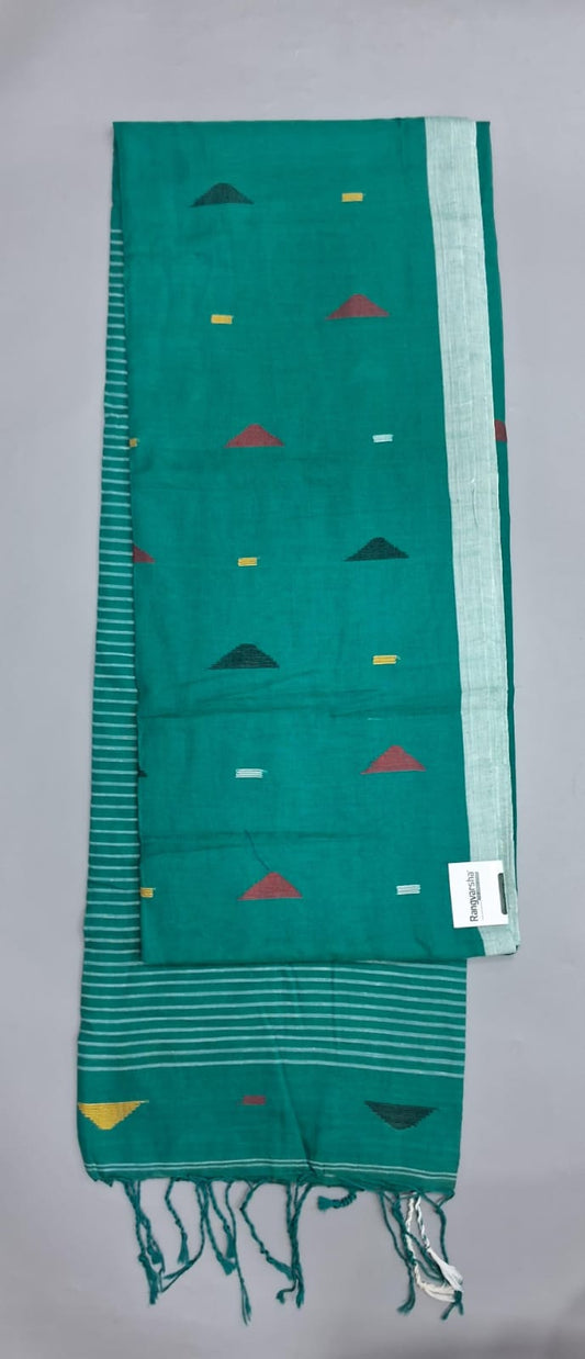 Teal Blue Khadhi Cotton Saree