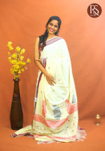 Soft Cream Handloom Khadhi cotton Saree