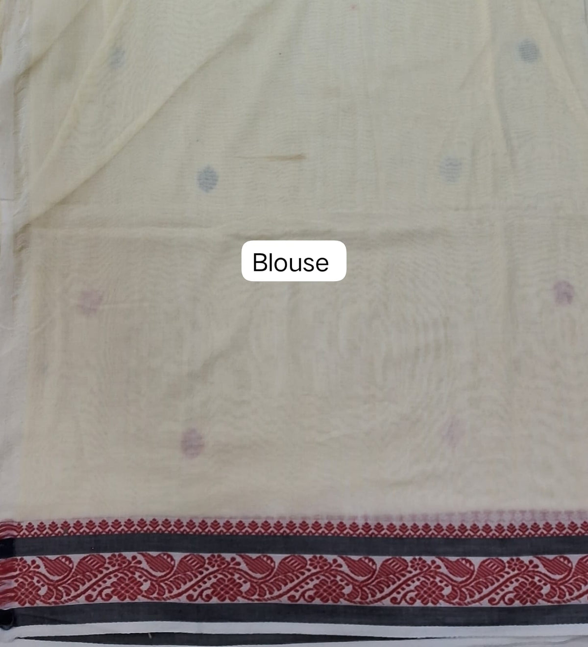 Soft Cream Handloom Khadhi cotton Saree blouse
