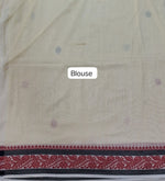 Soft Cream Handloom Khadhi cotton Saree blouse
