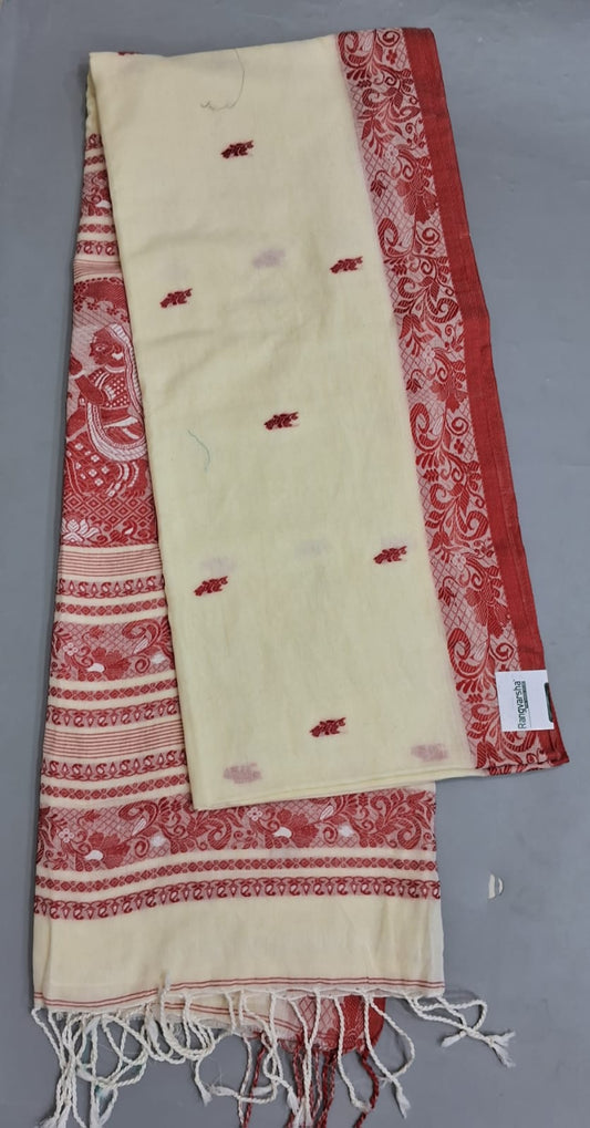 Off - White Khadi Cotton Saree